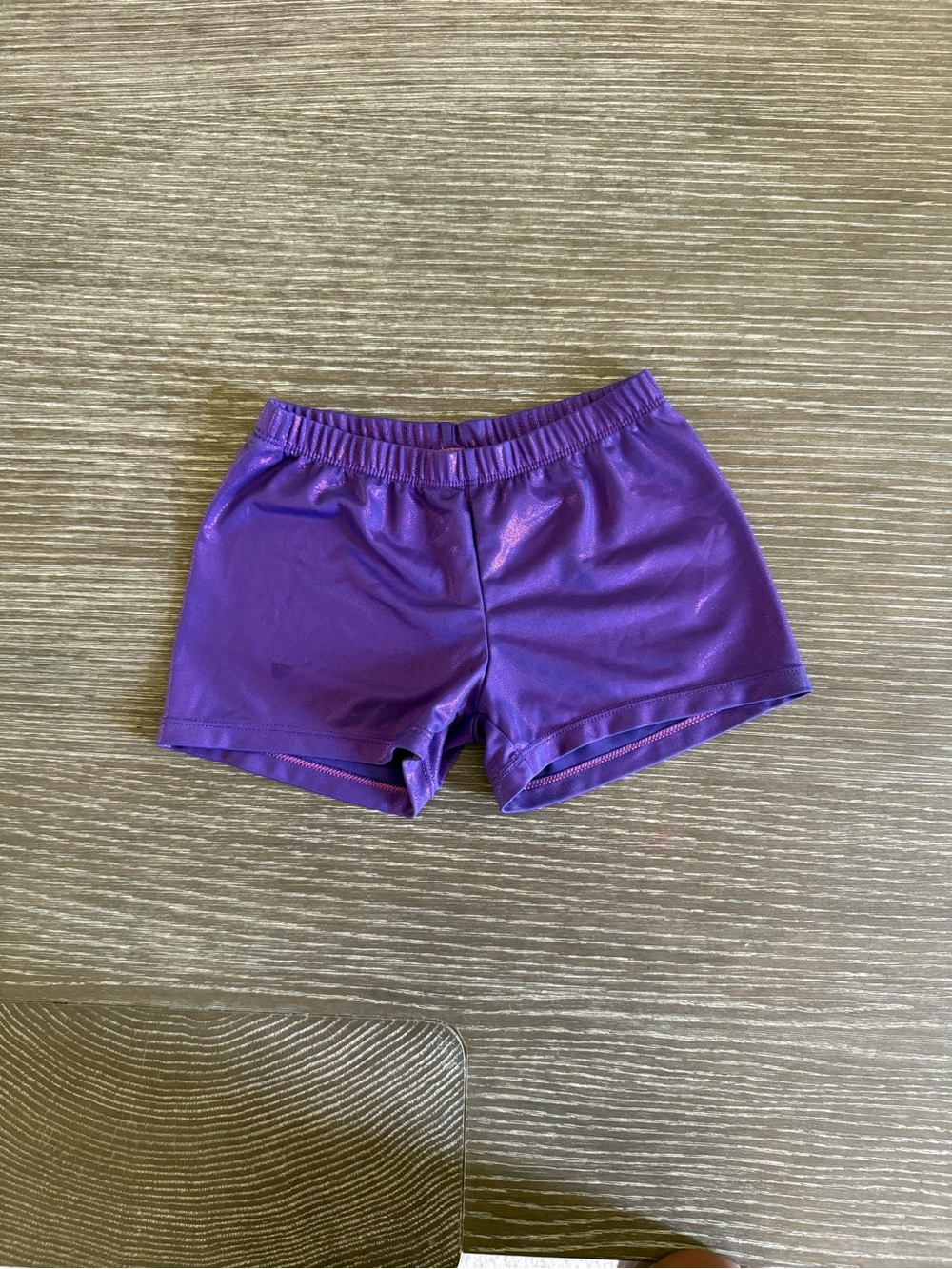 Used size medium 7/8 SHEIN metallic Purple Athletic Stretch Shorts